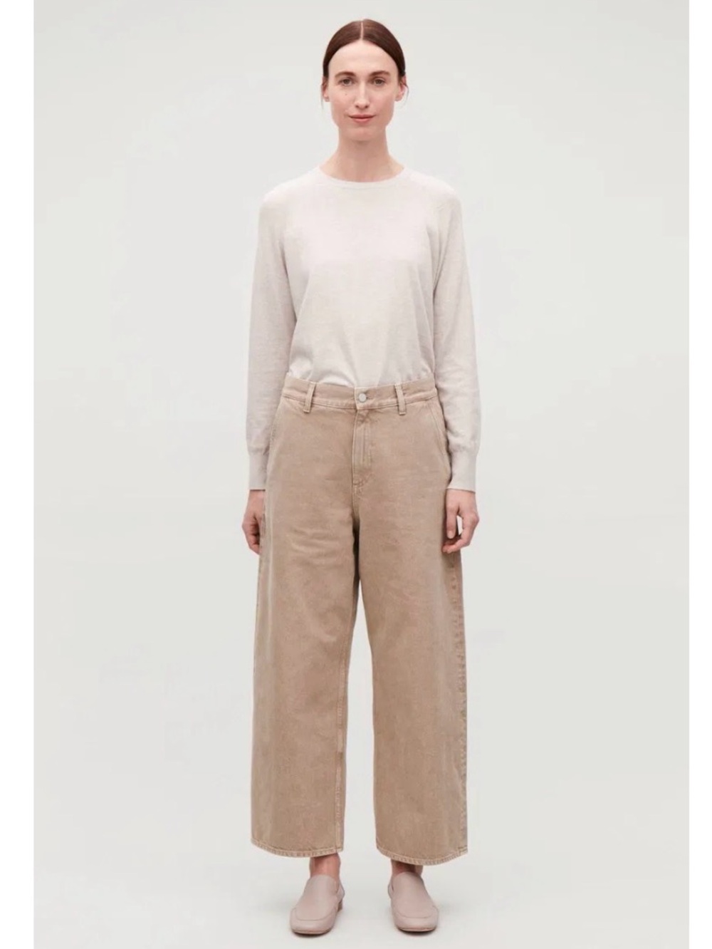COS Wide-Leg crop barrel  Jeans in Beige - 26 (measured 28 inches )